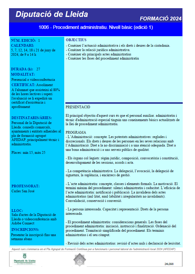 0000.10.019 - Procediment administratiu. Nivell bàsic